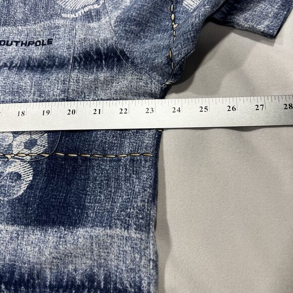 Vintage Y2K South Pole Men Logo‎ Blue Short Sleeve Hawaiian Shirt Size Medium - Picture 8 of 8
